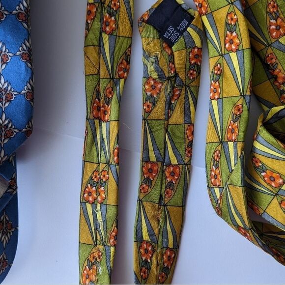 Vintage Italian Silk Tie Ties Set Of 2 - Picture 7 of 8